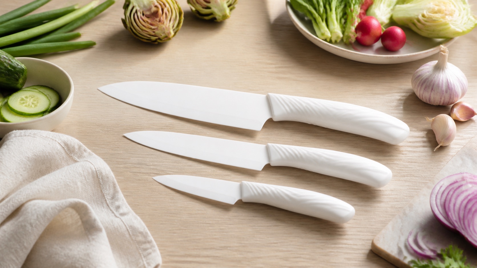 Ceramic Knife Set in a premium kitchen setting