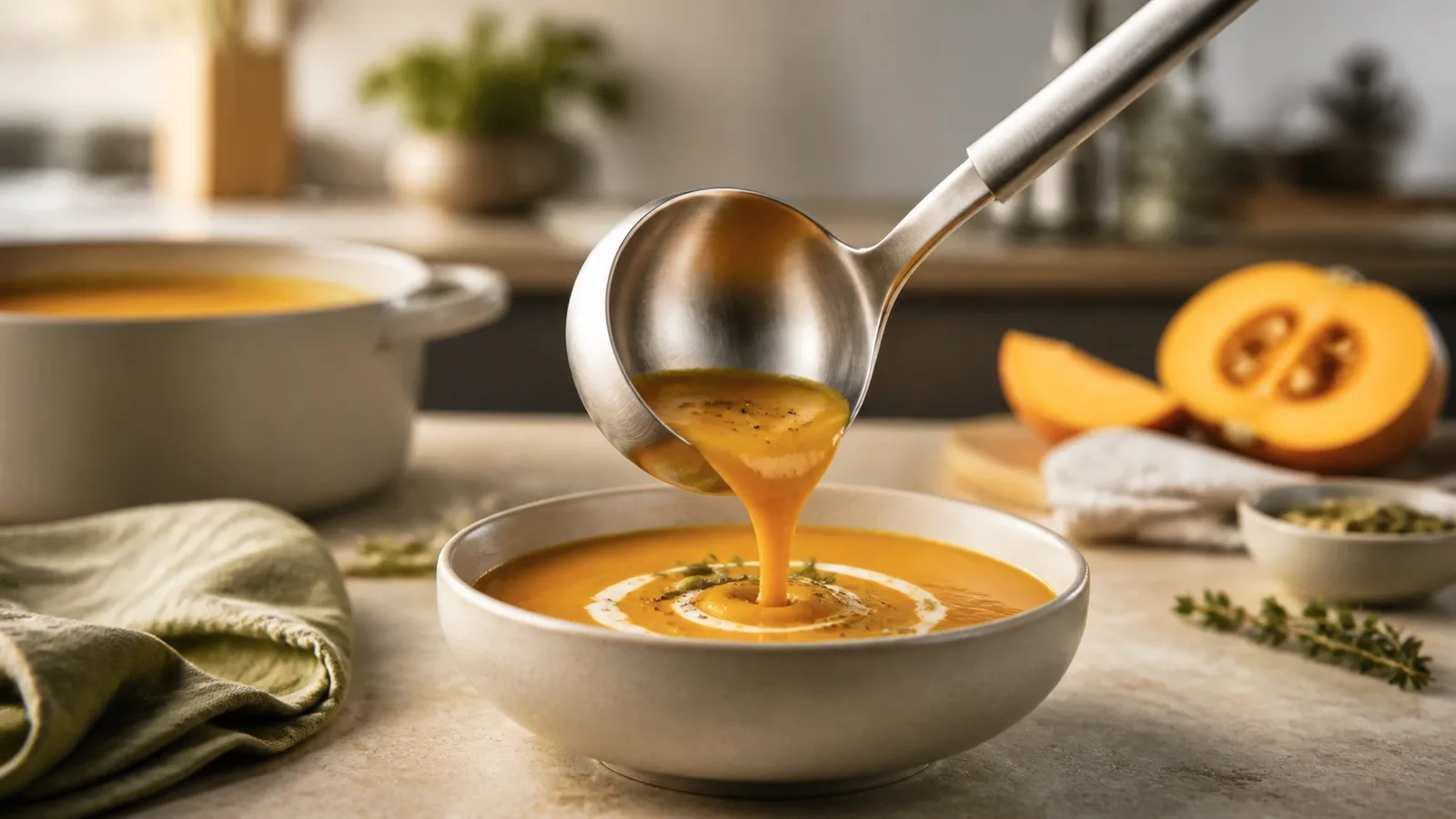 Soup Ladle in a premium kitchen setting