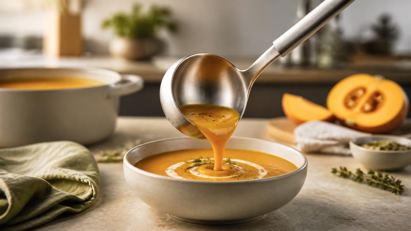 Soup Ladle in a premium kitchen setting