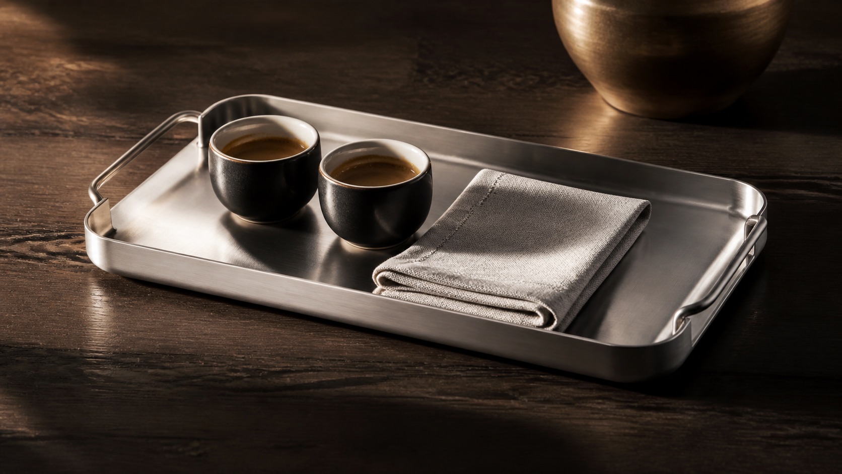 Stainless Steel Serving Tray in a premium kitchen setting