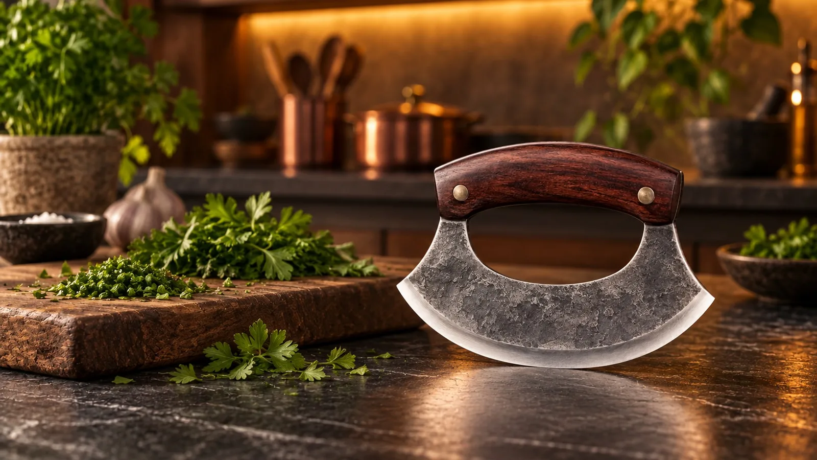 Ulu Knife in a premium kitchen setting
